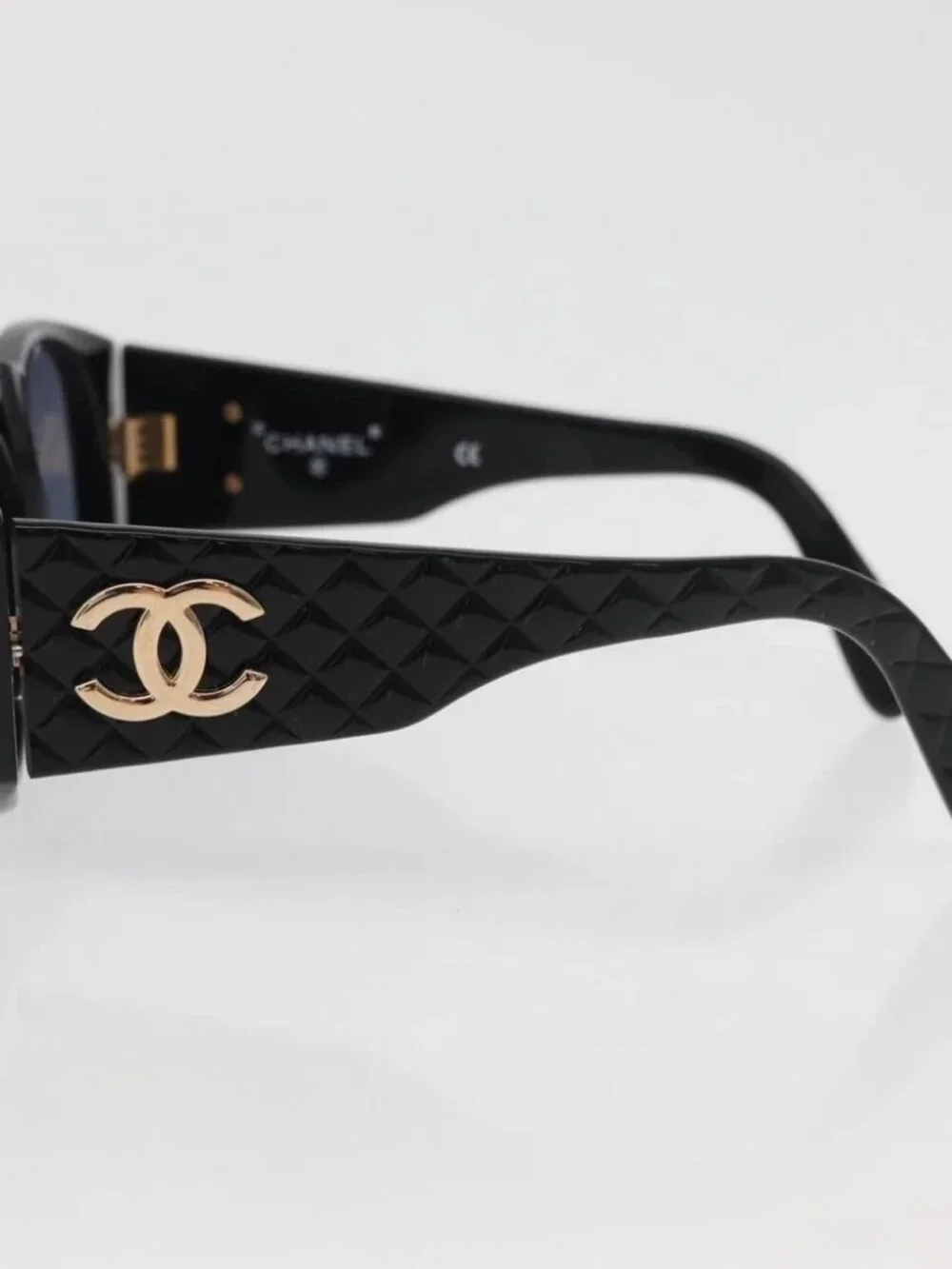 CHANEL Sunglasses plastic Black CC Auth ka3896A